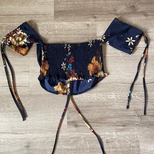 Blue flower crop top